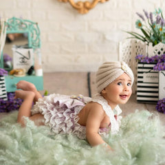 Baby Turban Hat and Hairband Set of 2 | NB | Rice White