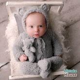 Baby Ultra Soft Fleece Romper with Bear Bonnet