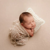 Baby Velvet Braided Posing Pillow with Bow Headband SR100 | NB | Beige