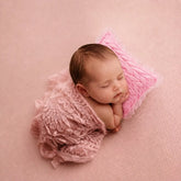 Baby Velvet Braided Posing Pillow with Bow Headband SR100 | NB | Dusty Pink