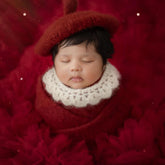 Baby Wool Knit Hand knitted Bib A042 | Off White