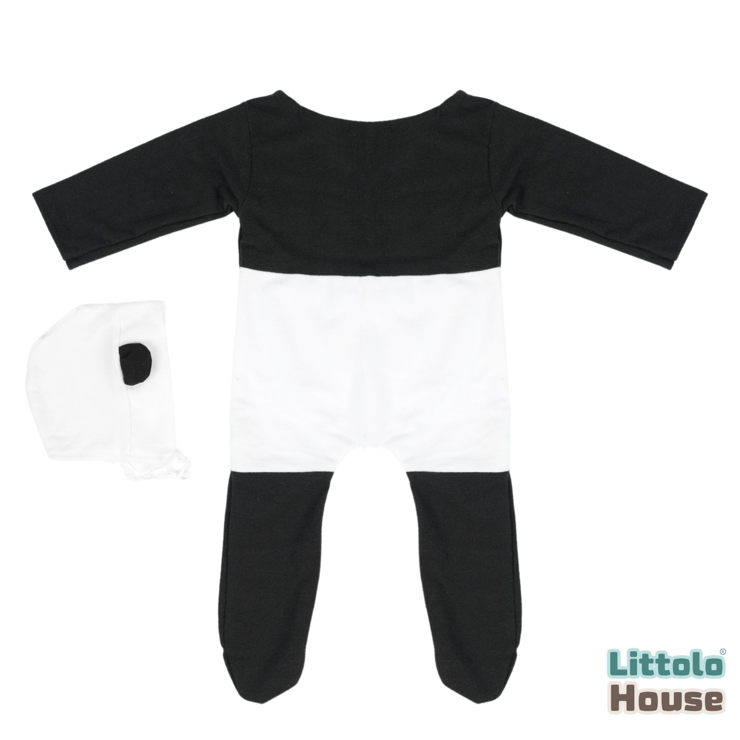 Baby Panda Romper with Bonnet O180 | NB | Black White