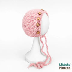 Baby Woolen Star Bonnet B018 | NB | Baby Pink