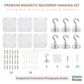 Premium Magnetic Backdrop Hanging Set | Set of 60 | Studio Setups | White