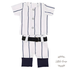 Baby Boy Baseball Outfit with Cap & Ball O117 | NB | White Blue