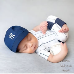 Baby Boy Baseball Outfit with Cap & Ball O117 | NB | White Blue