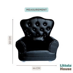 Boss Baby Leather Sofa | Wooden Decorative | Black