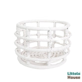 Farmhouse Style Round Cane Basket | Cane | White