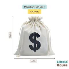 Canvas Money Bags Beige D071 | Pack of 3