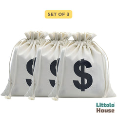 Canvas Money Bags Beige D071 | Pack of 3