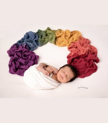 Rainbow Cheese Wrap of 260 CM length with Hairband SR048 | Set of 2 | Multicolor Dark Shades