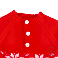 Baby Woolen Christmas Romper with Sleep Hat O104 | 3M | Red
