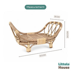 Classic Cane Sofa Cum Bed | Cane | Natural Wood