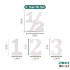 Numeric Half • Numeric One • Numeric Two • Numeric Three | Set of 4 | Wooden Decorative | White