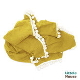 Cotton Gauze Blanket with Tassels Lace Style 2 Layer | Mustard