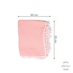 Cotton Gauze Blanket with Tassels Lace Style 2 Layer | Olive Gray