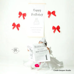 Non Tearable Dual Side Birthday Magazine- 1st & 2nd Birthday D159 | Pack of 1 | Black White