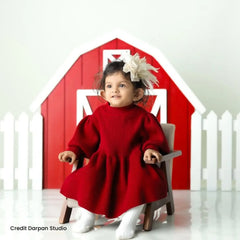 Baby Girl Puff Sleeve Girls Ribbed Dress O018 | 1Y | Cherry