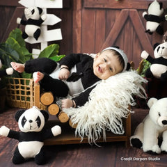 Baby Panda Romper with Bonnet O180 | NB | Black White