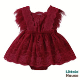 Baby Girl Sequin Ruffle Lace Romper O229 | 1Y | Cherry