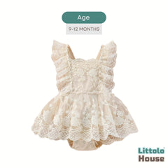 Baby Girl Boho Ruffle Lace Romper O230 | 1Y | Cream