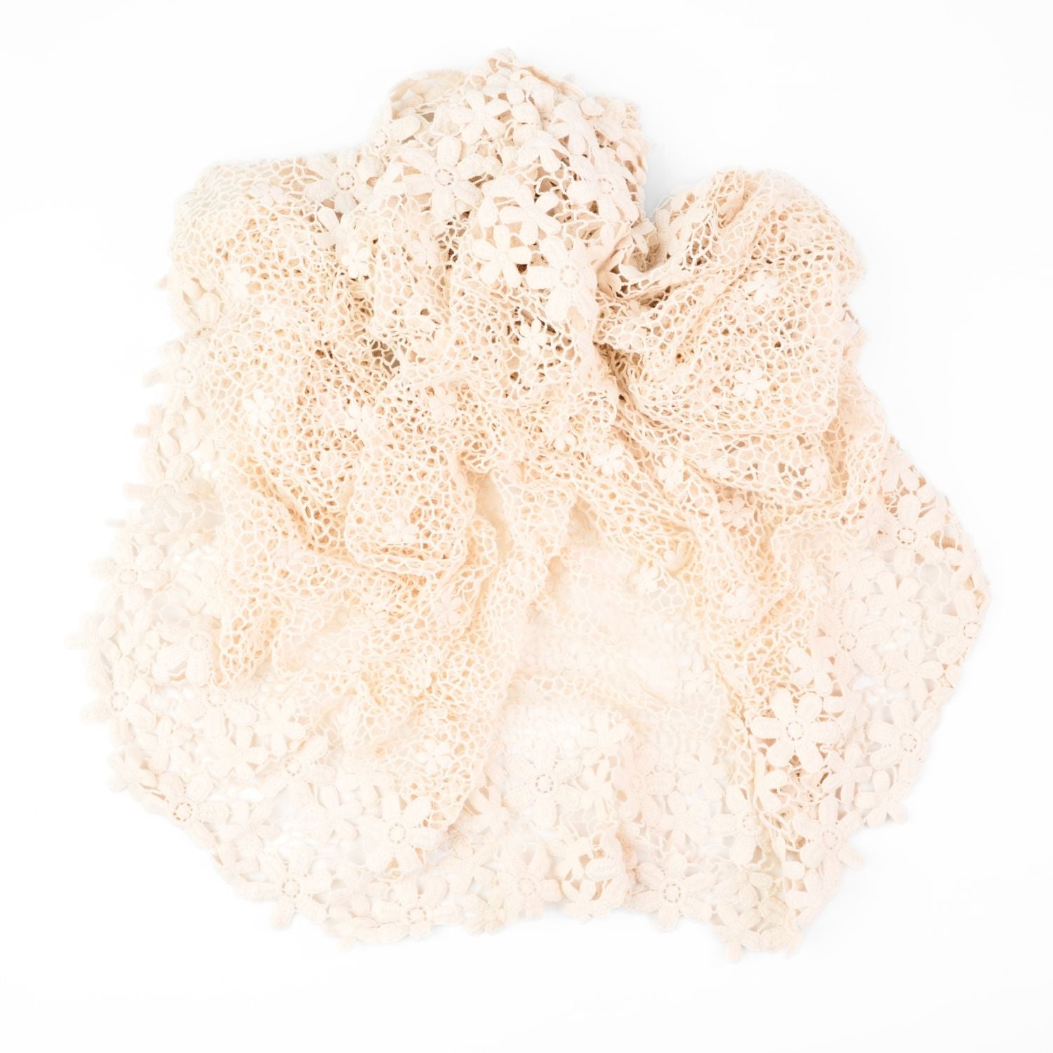 Elegant Knitted Flower Lace Wrap | Lace Layer L051 | Beige