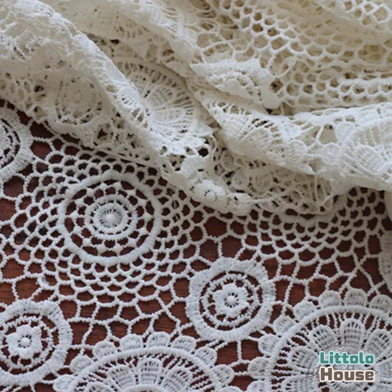 Embroidery Fabric Design D1 Lace Layer | White