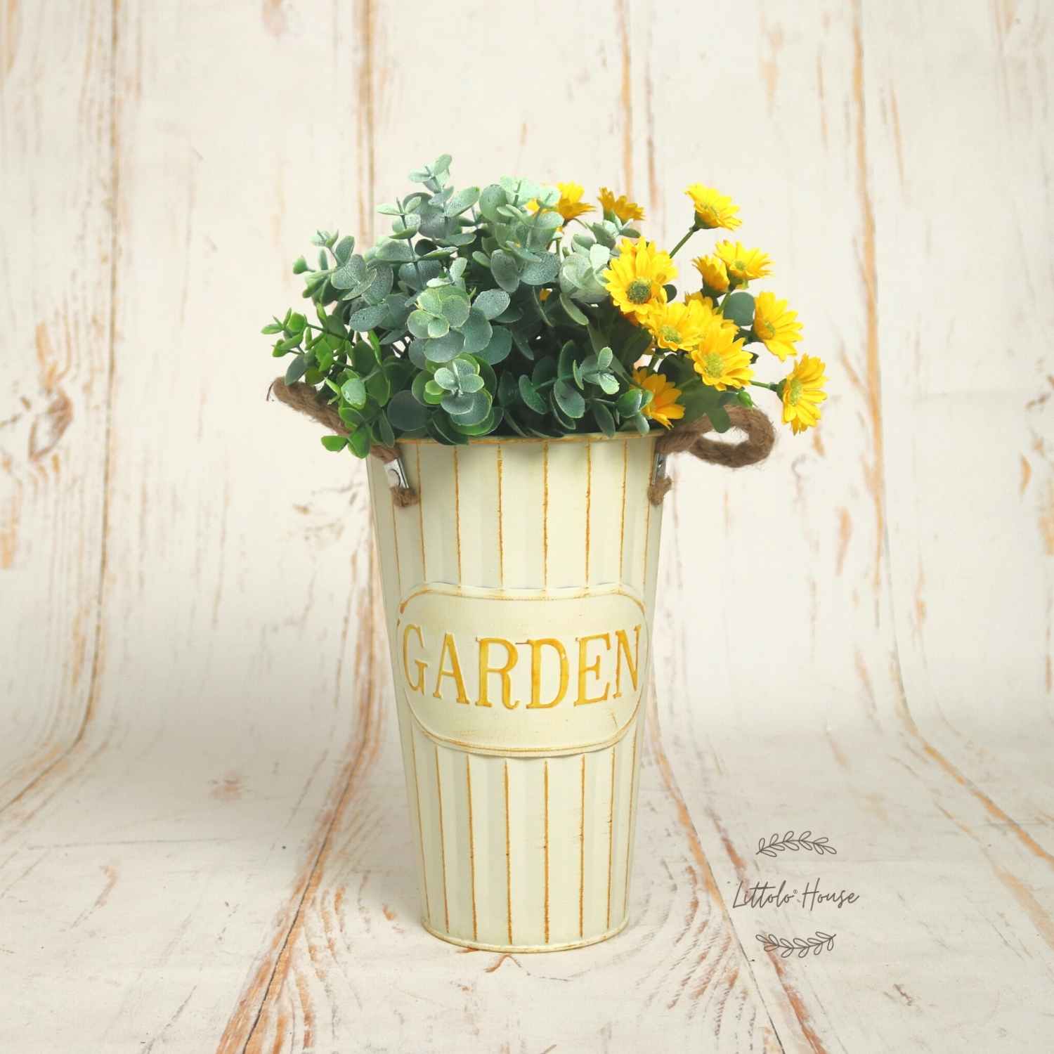 Flowers Vase Set of 2 D042 | Iron Artware | Cream