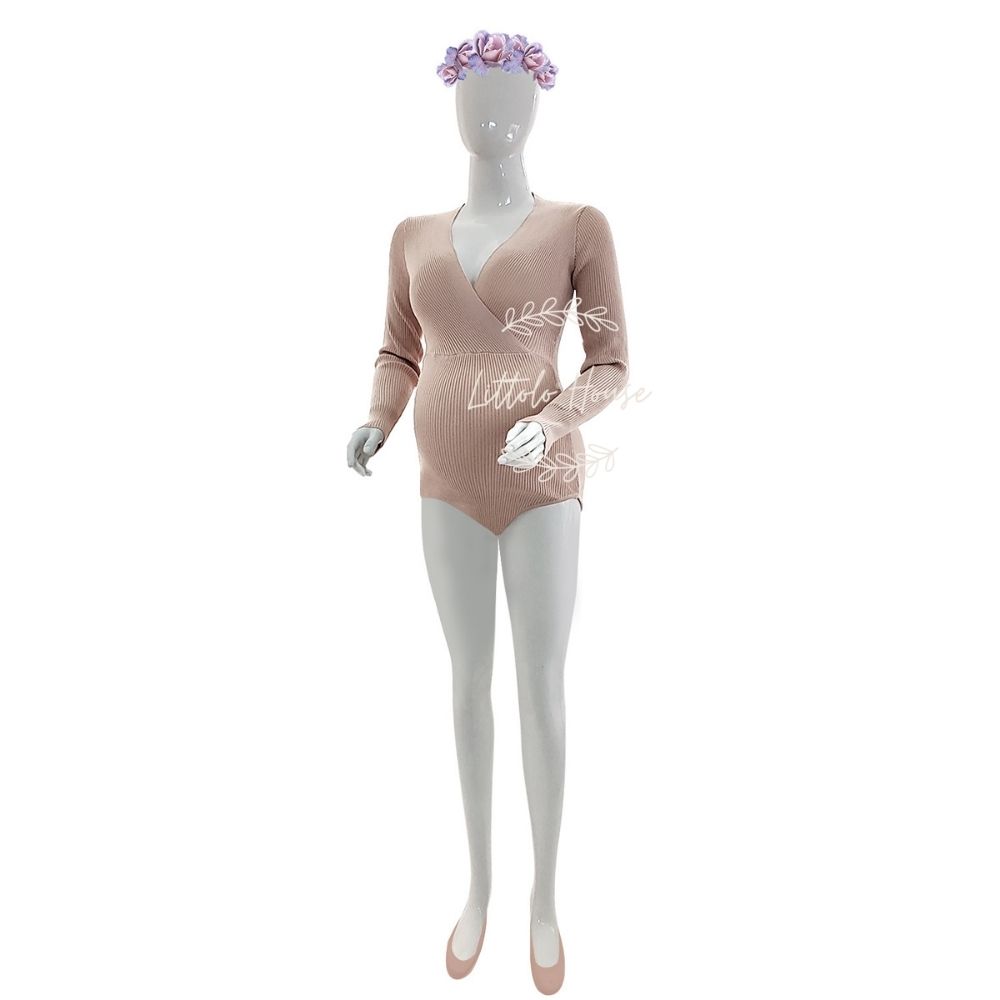 Full Sleeves V Neck Body Suit M031 Maternity Bodysuit | M | Peach