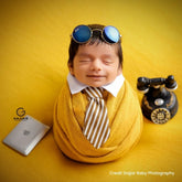 Baby Tie Collar Outfit O083 | NB | White Brown
