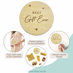 Best Gift Ever Milestone Card | Wooden Decorative | Natural Wood