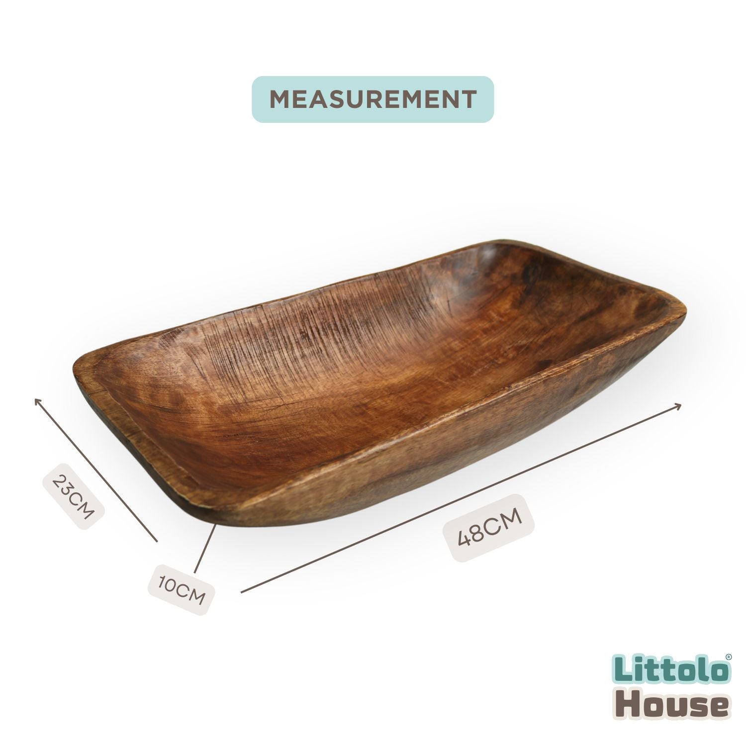 Handcarved Tray | Wooden Tableware | Rustic Brown