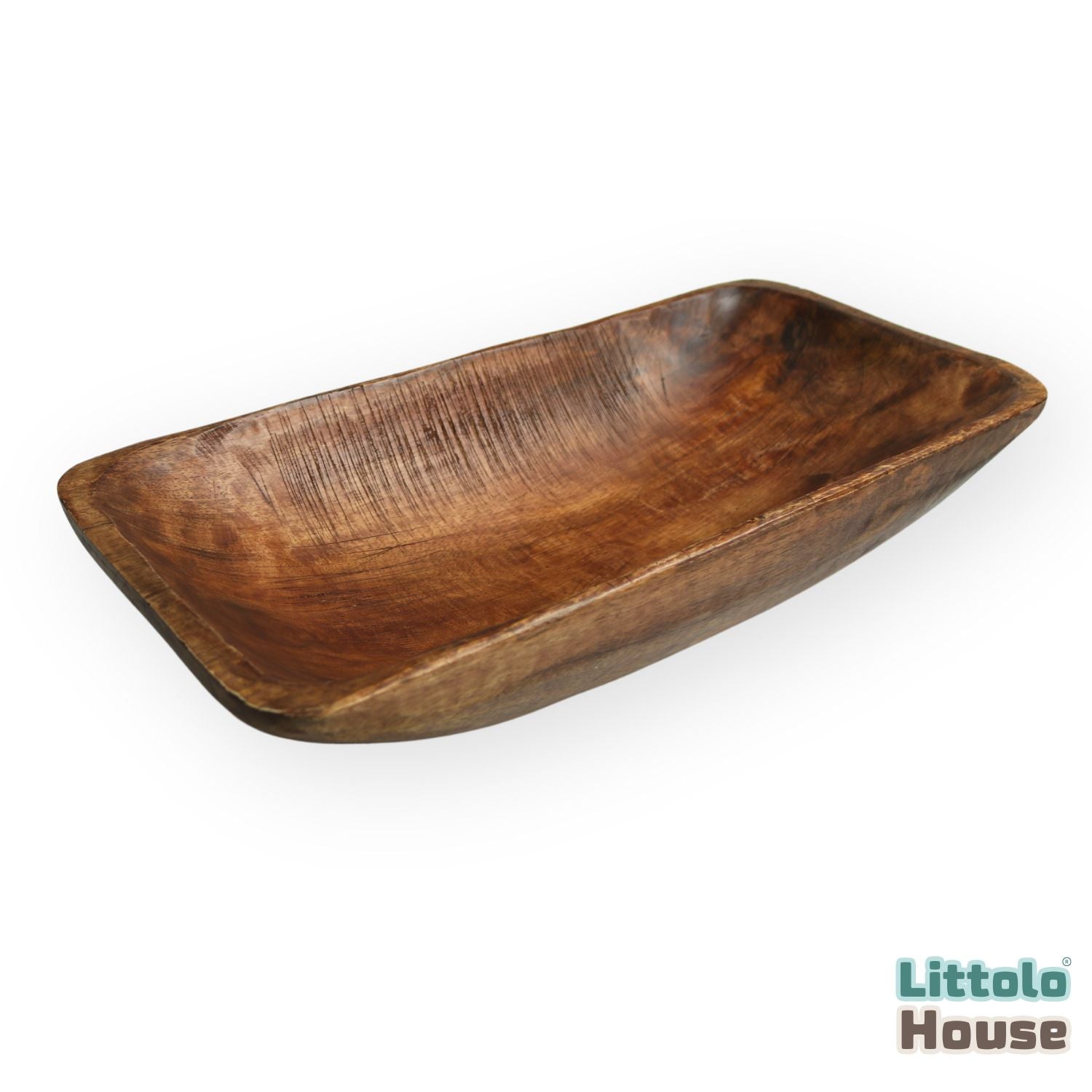 Handcarved Tray | Wooden Tableware | Rustic Brown