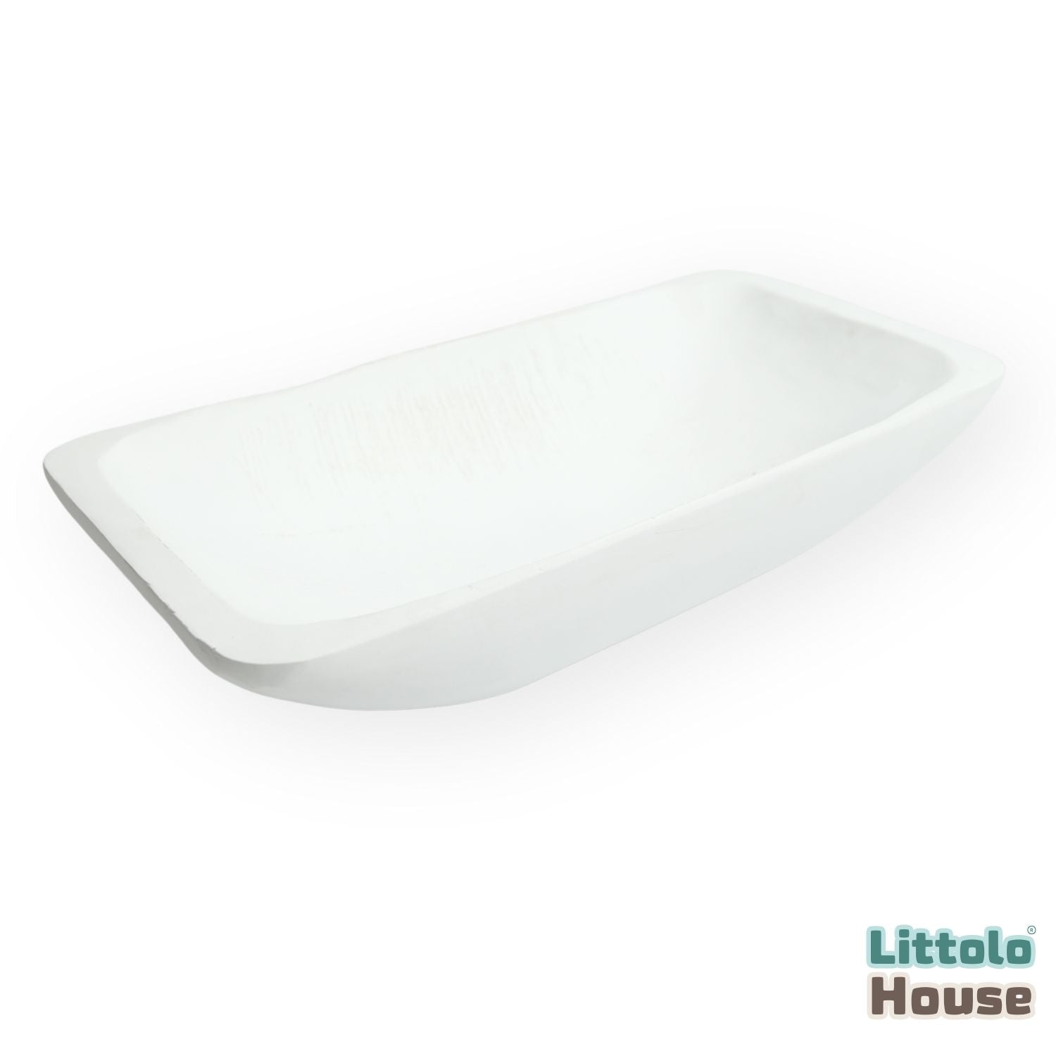 Handcarved Tray | Wooden Tableware | Rustic White