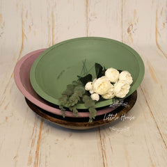 Handmade Round Bowl | Wooden Tableware | Rustic White