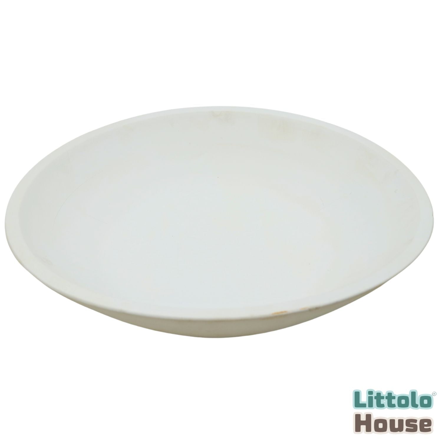 Handmade Round Bowl | Wooden Tableware | Rustic White