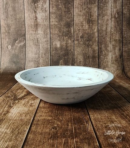 Handmade Round Bowl | Wooden Tableware | Rustic White