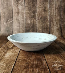 Handmade Round Bowl | Wooden Tableware | Rustic White