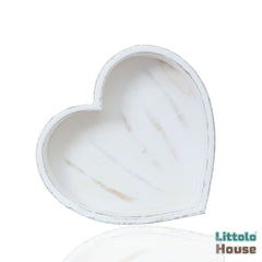 Heart Bowl Wooden Tableware Rustic White