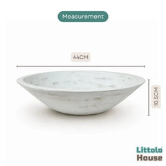 Handmade Round Bowl | Wooden Tableware | Rustic White