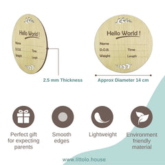 Hello World Milestone Card Style 2 | Wooden Decorative | Natural Wood