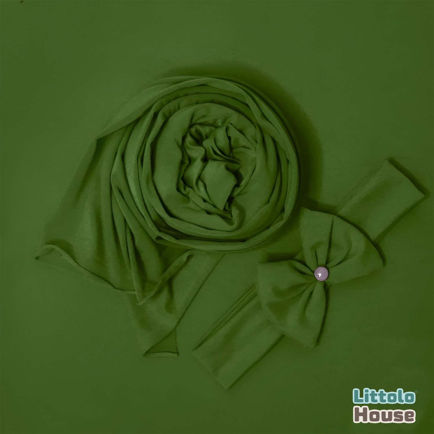 Jersey Layer with Wrap and Hairband SR058 | Set of 3 | Leaf Green