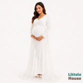 Jersey Maxi Dress with Net Flare M026 Maternity Gown | L | White