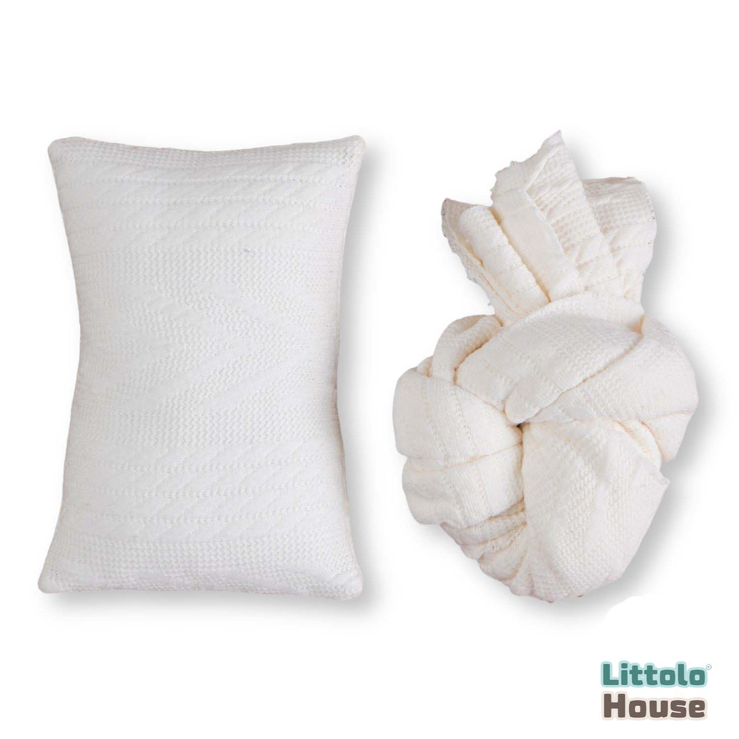 Knit Ribbed Stretchy Wrap with Pillow SR055 | NB | Milky White