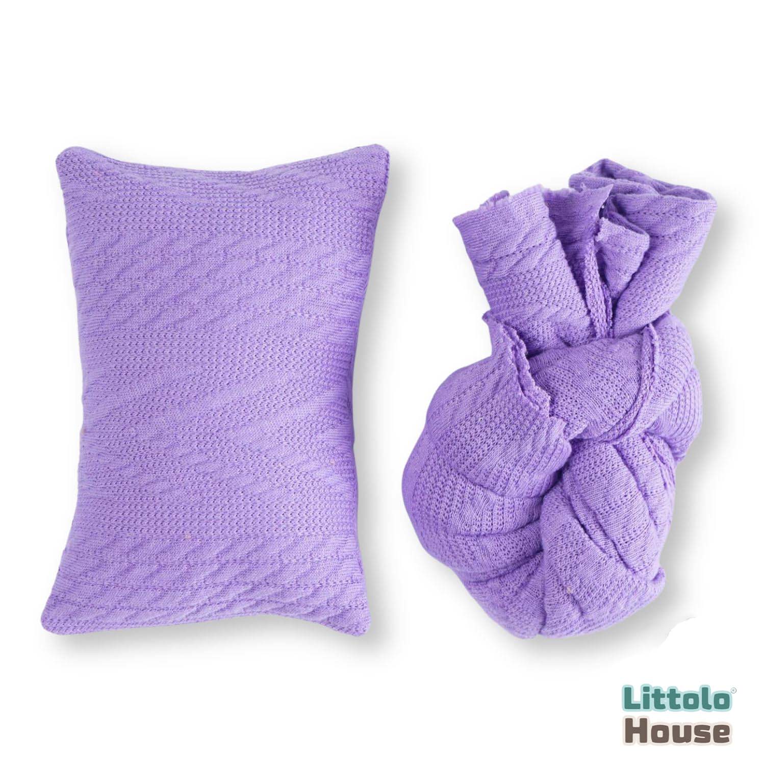 Knit Ribbed Stretchy Wrap with Pillow SR055 | NB | Purple