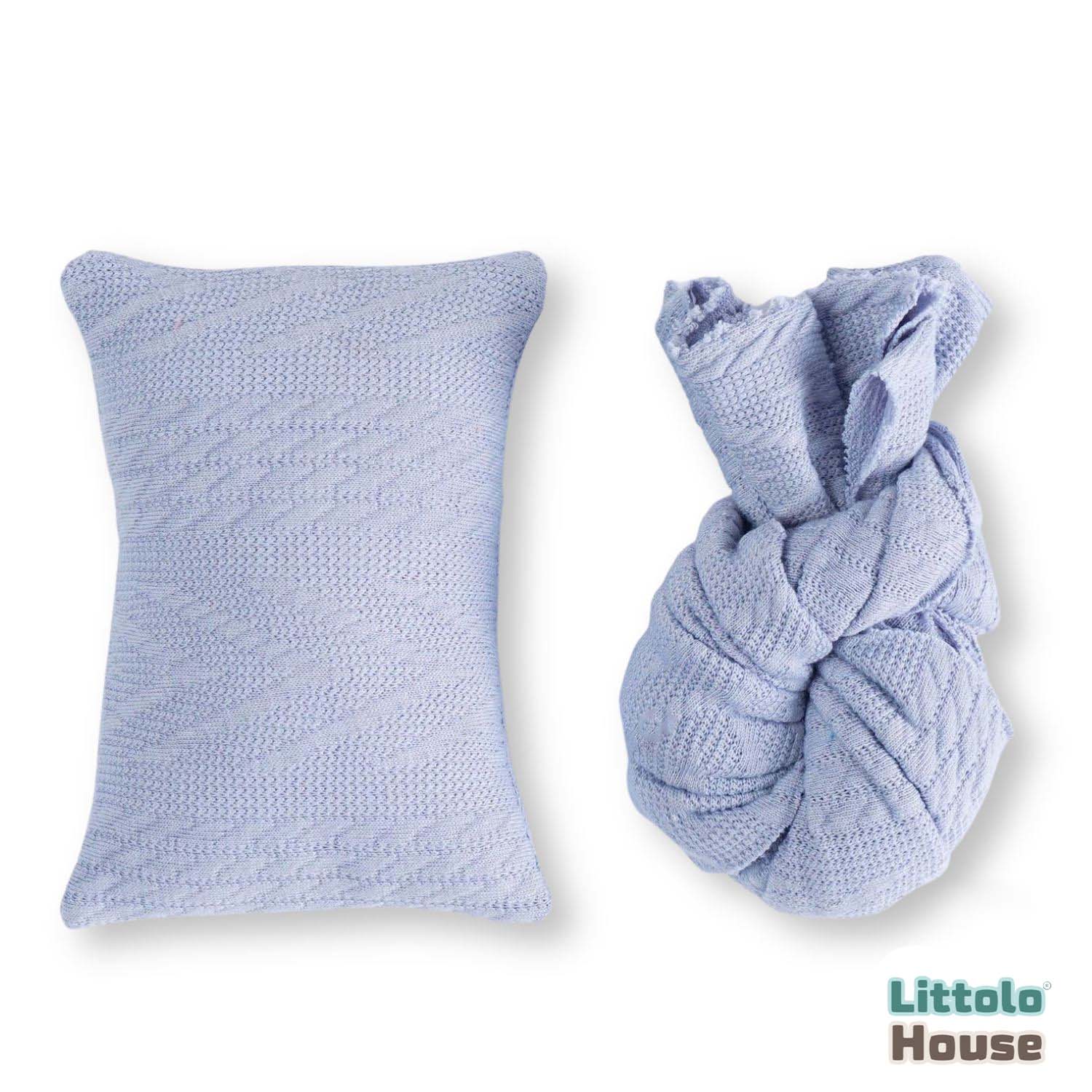 Knit Ribbed Stretchy Wrap with Pillow SR055 | NB | Steel Blue