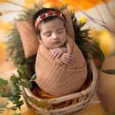 Knit Ribbed Stretchy Wrap with Pillow SR055 | NB | Caramel