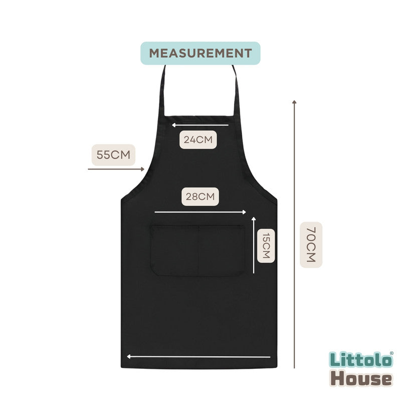 Unisex Aprons with Front Pocket for Men and Women Free Size A002 Pack of 1 | M | Black