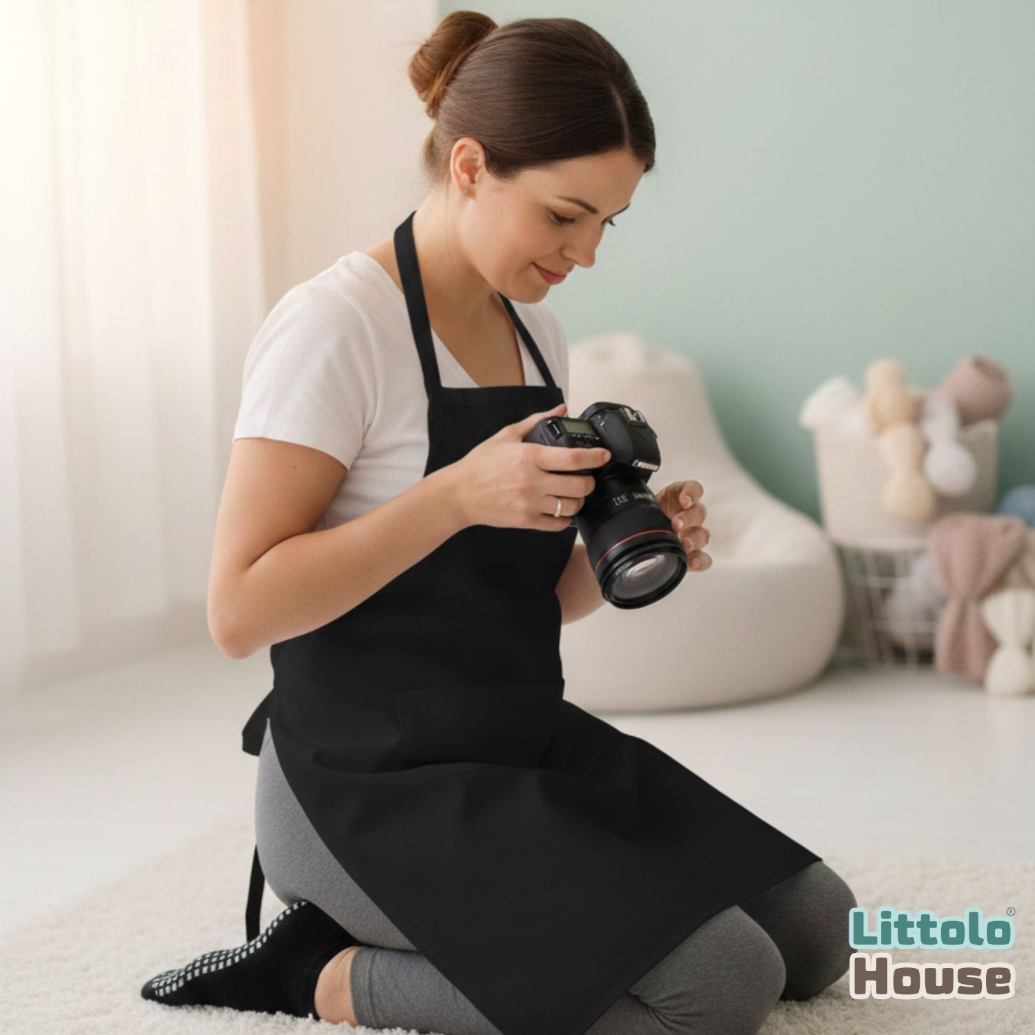 Unisex Aprons with Front Pocket for Men and Women Free Size A002 Pack of 1 | M | Black