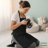 Unisex Aprons with Front Pocket for Men and Women Free Size A002 Pack of 1 | M | Black